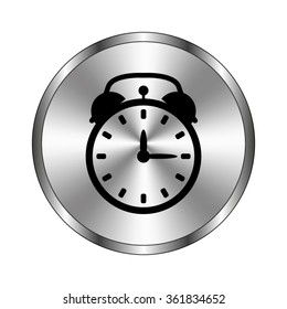 alarm clock - vector icon;  metal button