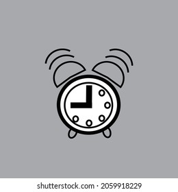 Wecker-Vektorsymbol auf grauem Hintergrund, einfacher Linienstil, modernes Design-Wecker-Ringsymbol