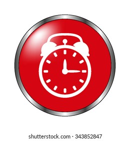 alarm clock - vector icon on the  red button