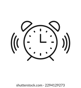 Wecker-Vektorsymbol. Erinnerungsuhr, Vektorflache Zeichendesign. Piktogramm für Zeituhr-Symbol UX-UI-Symbol