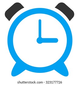 Alarm Clock vector icon. Style is bicolor flat symbol, blue and gray colors, rounded angles, white background.