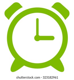Alarm Clock vector icon. Style is flat symbol, eco green color, rounded angles, white background.