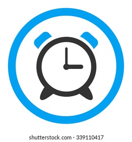 Alarm Clock vector icon. Style is bicolor flat rounded symbol, blue and gray colors, rounded angles, white background.