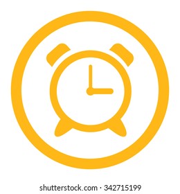 Alarm Clock vector icon. Style is flat rounded symbol, yellow color, rounded angles, white background.