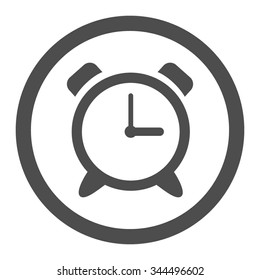 Alarm Clock vector icon. Style is flat rounded symbol, gray color, rounded angles, white background.