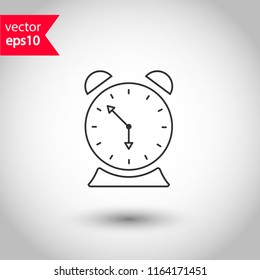 Alarm clock vector icon. Time watch sign. EPS 10 flat symbol.