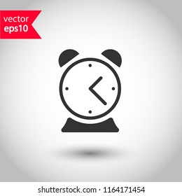 Alarm clock vector icon. Time watch sign. EPS 10 flat symbol.
