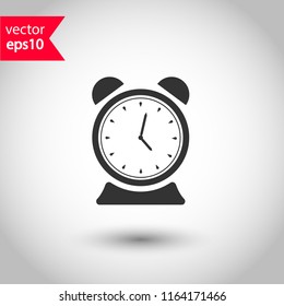 Alarm clock vector icon. Time watch sign. EPS 10 flat symbol.