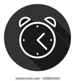 Alarm clock vector icon. Time watch sign. EPS 10 flat symbol. Round icon with shadow