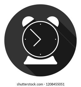 Alarm clock vector icon. Time watch sign. EPS 10 flat symbol. Round icon with shadow