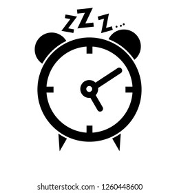 Alarm clock vector icon, zzz illustration sign collection. Clock symbol or logo.
