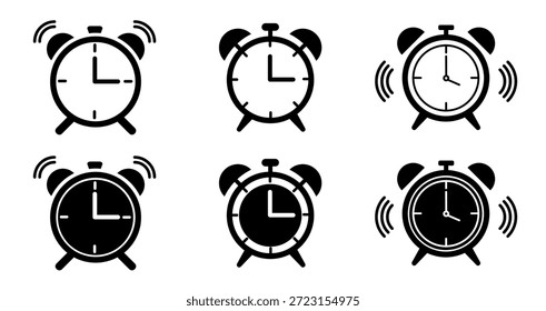 Vector despertador. Iconos del vector del reloj. Ilustración vectorial de alarma.