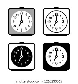 Alarm clock vector icons on white background