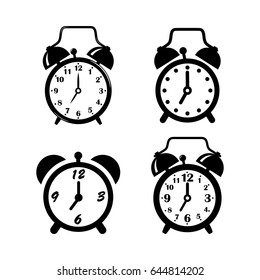 Alarm clock vector icons on white background