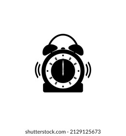 alarm clock vector illustration, black color, suitable for icons, templates, etc