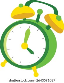 Ilustração do vetor do relógio de alarme. Ícone verde do projeto do vetor do alarme de despertar pastel verde, isolado no fundo branco.