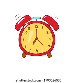 Alarm clock vector illustration in hand drawn style isolated on white background 