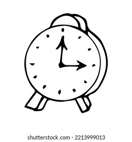 Alarm clock vector illustration, hand drawing doodle