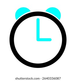 Alarm clock vector illustration. Clock vector icon. Alarm Clock, Wake Up Time. Black icon with easy blue combination with model