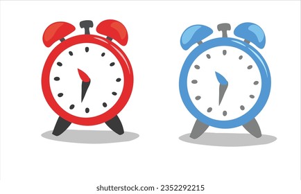 Ilustración vectorial de reloj de alarma. Despierten tiempo. Vector plano en forma de doodle aislado sobre fondo blanco.