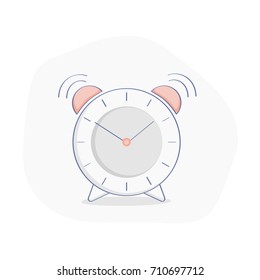 Alarm clock, vector isolated icon on white background, concept of deadline, reminder, time management, limited offer. Flat line cartoon UX UI design elements for web and mobile design