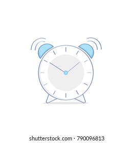 Alarm clock, vector isolated icon on white background, concept of deadline, reminder, time management, limited offer. Flat line blue light UX UI design elements for web and mobile design