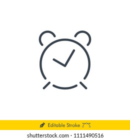 Alarm Clock Vector Line Icon - In Editable Line / Stroke Design