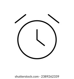 Alarm Clock Vector Line Icon for Adverts. Suitable for books, stores, shops. Editable stroke in minimalistic outline style. Symbol for design 
