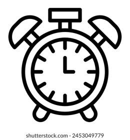 Alarm Clock Vector Line Icon Design