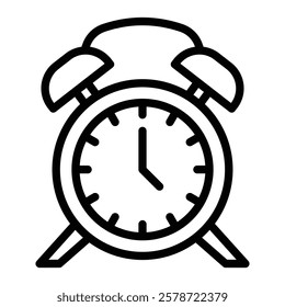 Alarm Clock Vector Line Icon Design