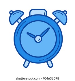 Alarm clock vector line icon isolated on white background. Alarm clock line icon for infographic, website or app. Blue icon designed on a grid system.