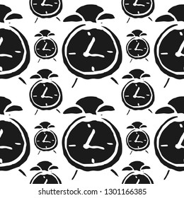 alarm clock vector seamless pattern