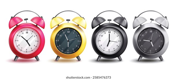 Alarm clock vector set. Back to school alarm clock elements isolated for analog clock collection. Vector illustration back to school elements.
