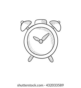 Alarm clock vector sketch icon isolated on background. Hand drawn Alarm clock icon. Alarm clock sketch icon for infographic, website or app.