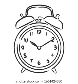 Alarm Clock, Vector Sketch Illustration 