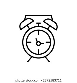 Símbolo de vectores de reloj de alarma para publicidad. Adecuado para libros, tiendas, tiendas. Actrazo editable con un estilo de contorno minimalista. Símbolo de diseño 