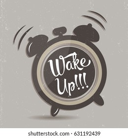 Alarm clock wake up call grunge design icon in brown and beige colors