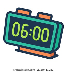 alarme relógio despertar cor plana vetor ilustração modelo design