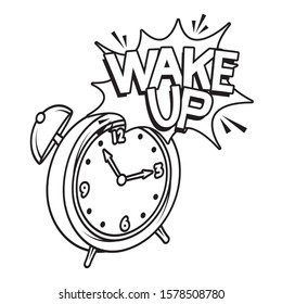 alarm clock wake up pop art style vector illustration design