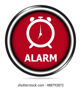 Alarm clock, wake up sign red button icon