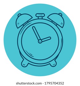 alarm clock, wake up time, line style in circle frame vector illustration design