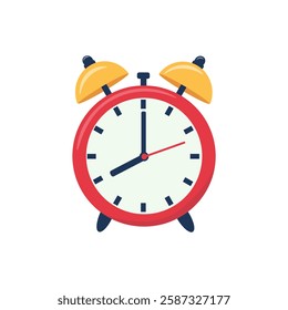 Alarm clock. Wake up timer clock. Morning timer clock cartoon design. Ringing watch. Vector illustration.