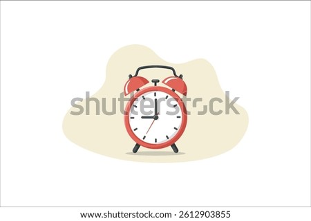Alarm clock. Wake up timer clock. Morning timer clock cartoon design. Ringing watch. Vector illustration.