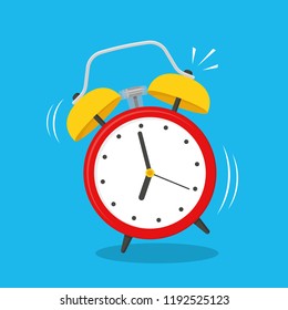 Alarm clock, wake-up icon. Flat style - stock vector.