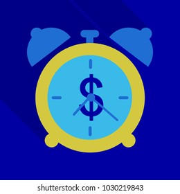 Alarm clock wake-up time isolated on background in flat style. Vector illustration