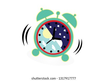 Alarm clock wake-up time isolated on background. Circadian rhythm control by biological clock or circadian clock.
