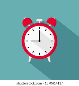alarm clock. wake-up time isolated on blue background. vector illustration.