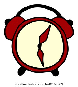 Alarm clock wake-up time isolated on background in flat style. Hand drawn doodle cartoon vector illustration.