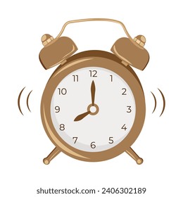 Alarm clock, wake-up time. Isolated. Vector illustration