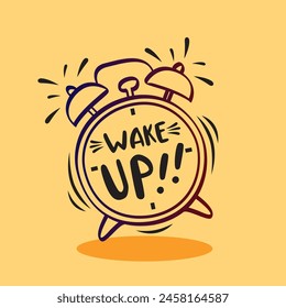 Alarm clock  wake-up time isolated on background in flat style. Vector illustration
